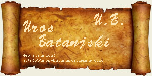 Uroš Batanjski vizit kartica